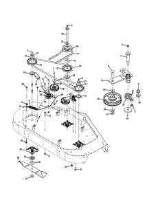 Deck Spindle Assembly 48-Inch Diagram and Parts List for Z-FORCE48 (17BF3AGV-17BF3AGV010)(2011) Cub Cadet Lawn Tractor